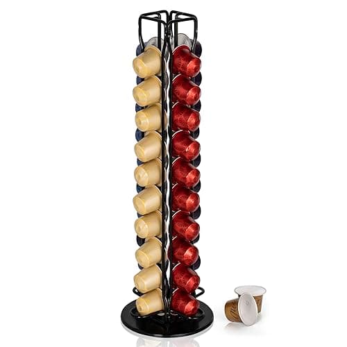 Image of Coffee Capsules Holder Compatible with Nespresso, Coffee Pod Holder for Original 40 Coffee Capsules, Rotating Design, Coffee Storage Rack for 40 Pcs Pods Coffee Holder Stand