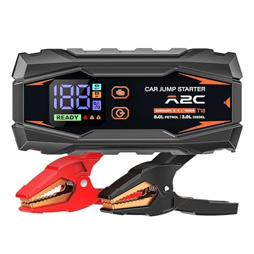 Image of A2C Car jump starter, 12V jump starter power pack (up to 6.0L Gas Or 3.0L Diesel), 16800mAh Portable charger (PD/QC 3.0) with 3 USB C, Car battery charger with Jump Leads, LED Display and Light
