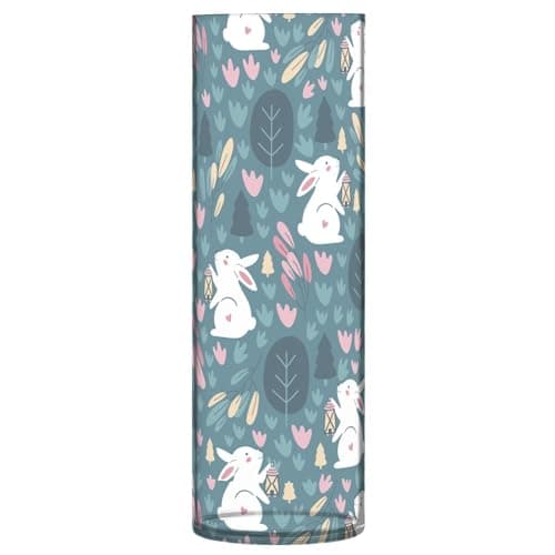 Image of Rabbit Animal Cartoon Cute Turquoise Plastic Cylinder Vases for Flowers 11.8 x 3.9 Inch Large Vase Aesthetic Vase for Living Room Kitchen Table Library Party Decor