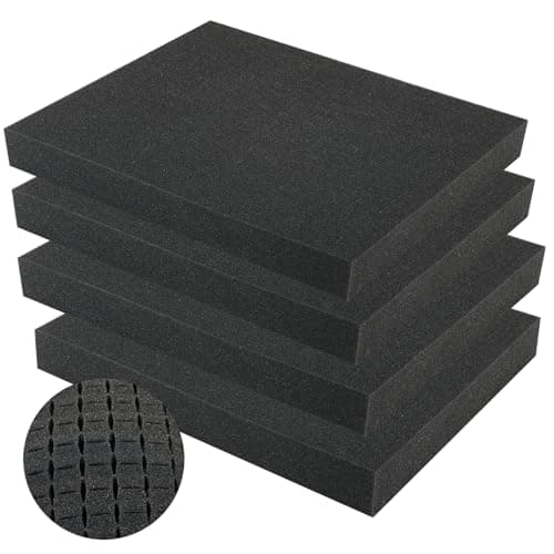 Image of DASBET 4 PCS Polyurethane Foam Sheets Pick and Pluck Pre-Cubed Foam Sheet Cuttable Padding Inserts for Cases Black Polyurethane Toolbox Carry Case Inserts (4PCS 40 cm * 30 cm * 5 cm)