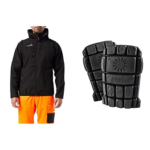 Image of Scruffs Worker Softshell Water-Resistant Jacket Black M (T54851) & T50302 Flexible Knee Pads 1 Pair