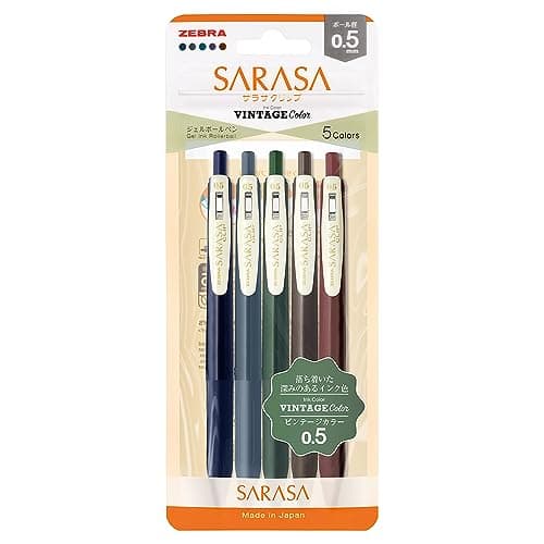 Image of ZEBRA Gel Ballpoint Pen Sarasa Clip 0.5mm Vintage Color Set of 5 Colors N JJ15-5C-VI-N