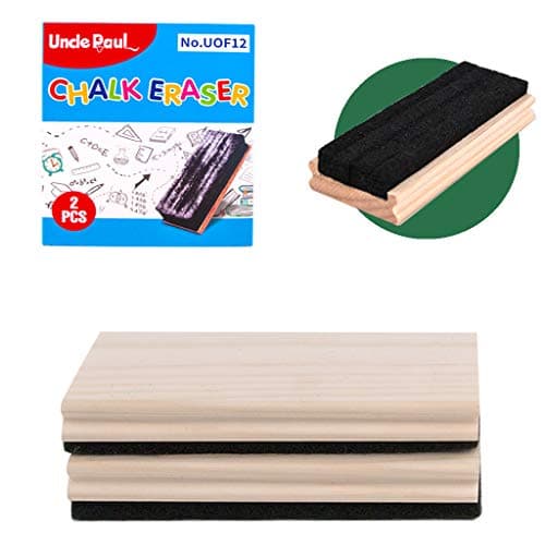 Image of 2 PCS Chalk Eraser - Blackboard Chalkboard Whiteboard Campus-Style Cleaner with Pine Wood Felt, Engravable DIY Gift for School Office Home UOF1201