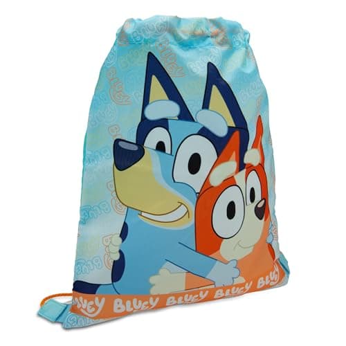Image of Bluey Drawstring Bag Kids PE Kit Gym Swim Sack Boys & Girls Childrens School Trainer School Backpack - Blue