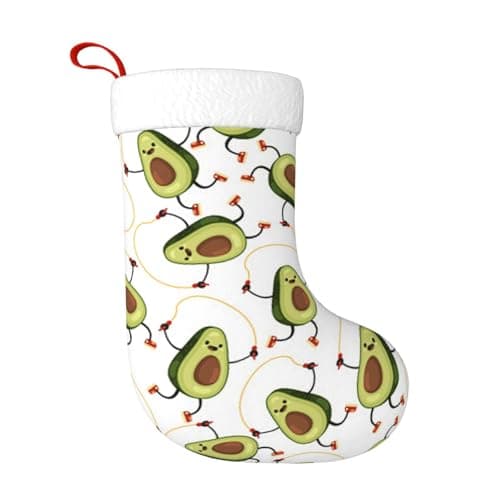 Image of ESNAIUVCD Funny Cartoon Avocados Print Christmas Holiday Stockings Christmas Hanging Bags Xmas Tree Decorations,Xmas Stockings