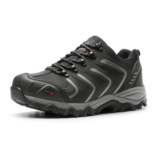 Image of NORTIV 8 Men's Low Top Waterproof Hiking Boots Outdoor Lightweight Shoes Backpacking Trekking Trails 160448_Low Black Dark Grey Size 10.5 US/9.5 UK