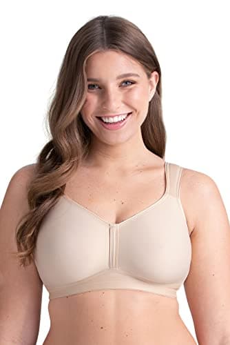 Image of Miss Mary of Sweden Feel Fresh Non-Wired T-Shirt Bra – Unpadded Moulded Full Cups, Breathable & Moisture-Wicking 40D Beige