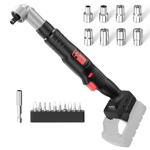 Image of Cordless Right Angle 1/2'' Impact Wrench + 1/4''Driver fit for Milwaukee 18V Battery 2-in-1 Power Tool For Auto Service Plumbing & DIY Projects(Battery not included)