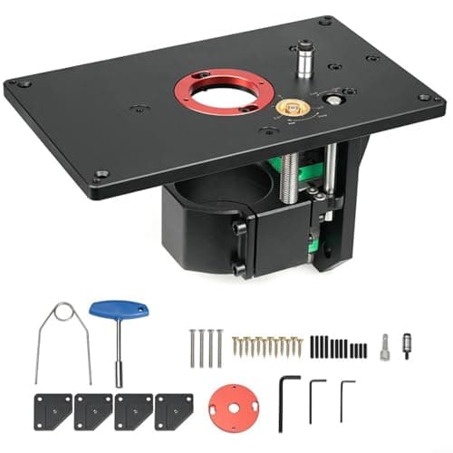 Image of KiraKira Fixed Base Router Lift Table, Inverted Design 65mm for Trimmers, Aluminium Alloy Jig with 0-57mm Adjustment 25-50mm Thick Woodworking Countertops