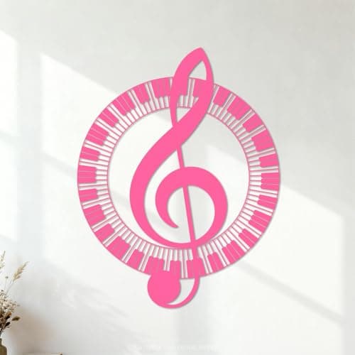Image of Mural and Wall Vinyl Decal Musical Design Element Piano roll Pattern in Various Shapes Musical Logo Graphic Design 64x82.4cm Waterproof Pink