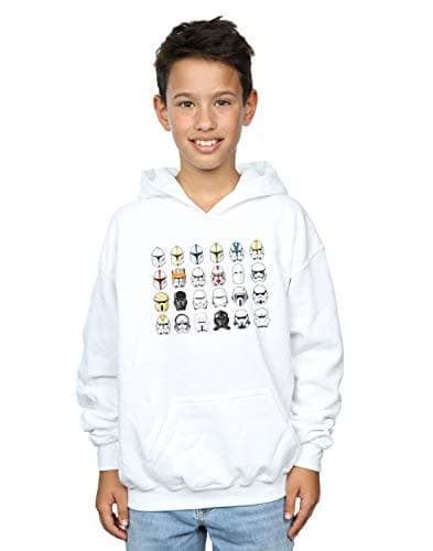Image of Absolute Cult Star Wars Boys Trooper Helmets Hoodie White 9-11 Years