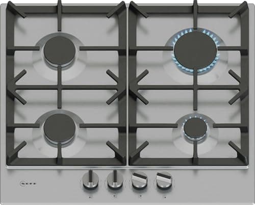 Image of NEFF, N70, T26CIP8N0, 60cm Gas Hob with 4 burner, Optimised FlameSelect, 2 Dishwasher suitable cast iron pan supports, Detachable metallic sword dials