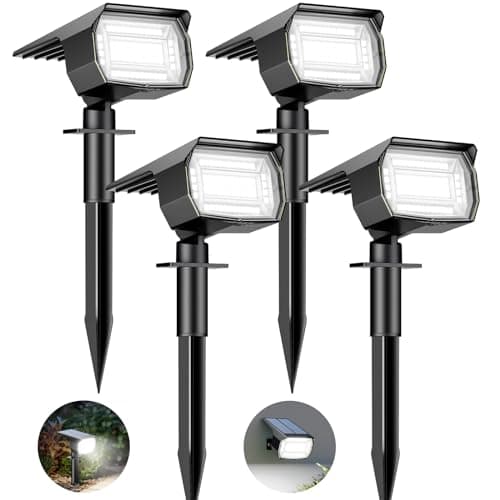 Image of btfarm 4 Pack Solar Lights Outdoor Garden, 72 LED Solar Spot Lights 3 Modes IP65 Waterproof Garden Uplighters Solar Powered, Auto ON/Off Spotlight for Yard Driveway Pathway Landscape 6500K Cool White
