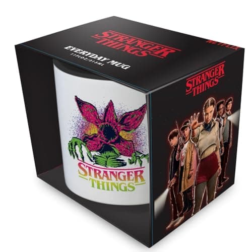 Image of Stranger Things Mug, 315ml / 11oz Ceramic Cup, (Demogorgon Colours) Coloured Inner, Official Netflix Licensed Product, Horror Sci-Fi Drinkware for Fans & Collectors