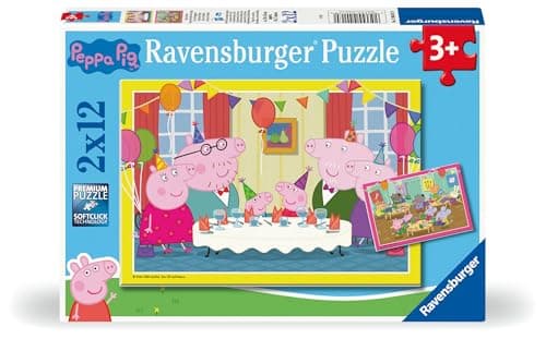 Image of Ravensburger Peppa Pig Toys for 3 Year Olds - 2x 12 Piece Jigsaw Puzzles - Birthday Party Time - 2024 Edition