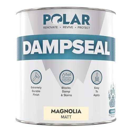 Image of Polar Damp Seal Paint - 1L, Magnolia - Primer & Topcoat for Indoor Walls & Ceilings - Mould Resistant Stain Blocker Paint - Quick Drying for Wood, Plaster, Cement and Stone - Matt Finish