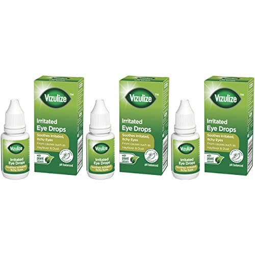 Image of Vizulize Irritated Eye Drops, for Sore & Itchy Eyes, Soothing Relief with Natural Plant Extracts, 3 x 10 ml Bottles