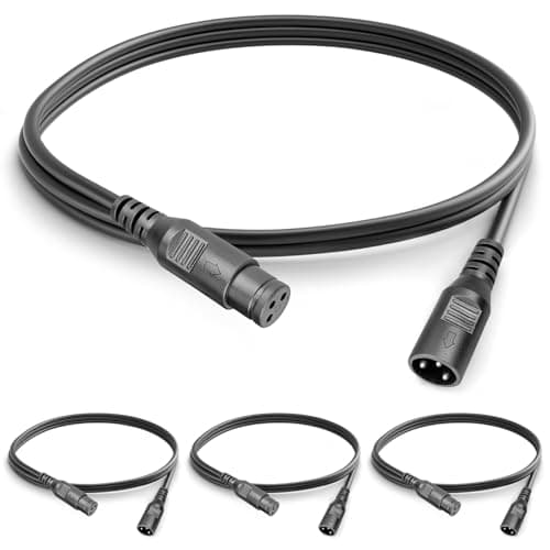 Image of wecan 4 Packs 3 Pin Dmx Cable Pack Male Female XLR Patch Cables, Dmx Lead 1.2m 4ft XLR Male to XLR Female Light Dmx Cables, Short XLR Cable 1m for Stage Lights Dmx Controller Signal Connection