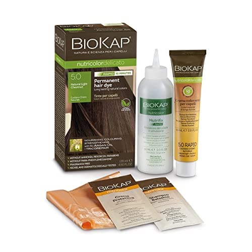 Image of BioKap, Natural Light Chestnut 5.0 Nutricolor Delicato Rapid Permanent Hair Colour — PPD-Free and Ammonia-Free Vegan Hair Dye for Sensitive Skin with 100% Grey Coverage in just 10 Minutes