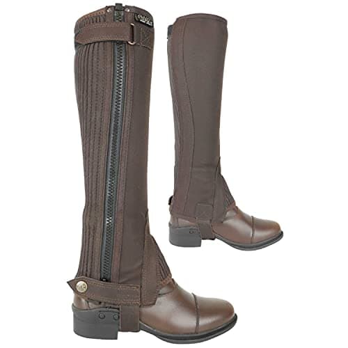 Image of AK Washable Micro Suede Leather Horse Riding Half Chaps (Brown, 12)
