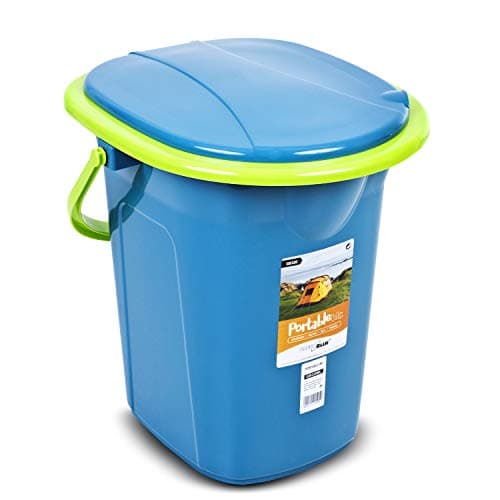 Image of Green Blue GB320 Portable Toilet 19L Mobile Bucket Travel Lightweight Toilet For Hiking Campfire Grill Fishing Festivals Use (Turquoise/Lime)
