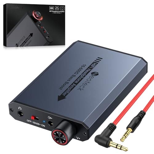 Image of Neoteck Headphones Amplifier, 16–600Ω Portable Headphone Amplifier with Bass Boost Switch, Rechargeable Headphone Amp, 3.5mm AUX In/Out HiFi Stereo for Headphones, Gaming, Phone & Laptop