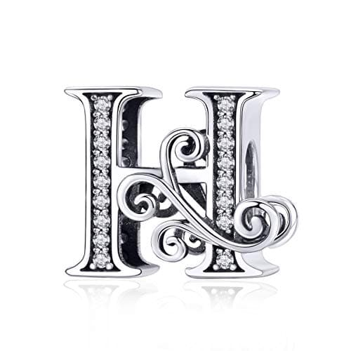 Image of Letter Charms for Pandora Bracelets 925 Sterling Silver Charms H Initial Bead Jewelry Gifts for Women Girls