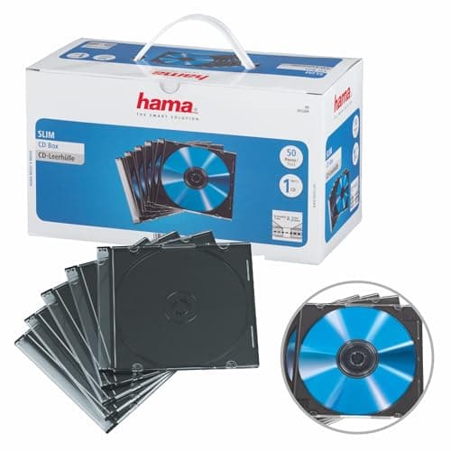 Image of Hama Slim CD Jewel Case | Pack of 50 | Transparent/Black