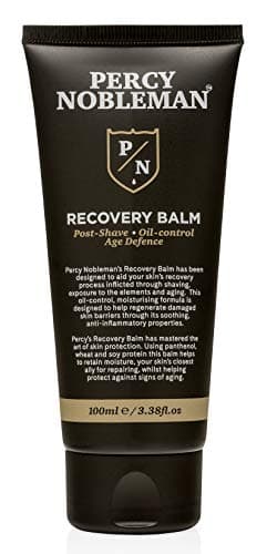 Image of Recovery Balm by Percy Nobleman. Aftershave Balm. Post Shave. Oil Control Moisturiser for Men 100ml, black