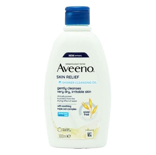 Image of Aveeno Skin Relief Cleansing Oil, 300ml, Gentle Body Wash for Very Dry & Sensitive Skin, Soap-Free Moisturising Cleanser