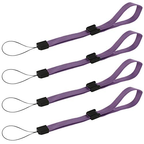 Image of ZedLabz adjustable wrist strap compatible with handheld games consoles, cameras & mobiles – 4 pack purple
