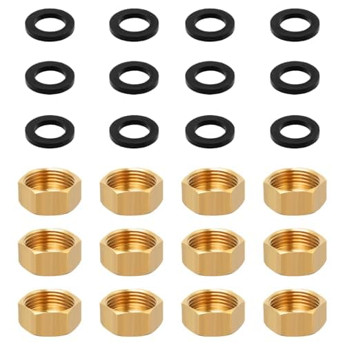 Image of Neikafan Brass Blanking Caps 1/2 12 Pcs Radiator Valve Caps Compression 15mm Blanking Stop Ends Cap Female with 12 Pcs Sealing Washers for Pipework and DIY Maintenance Blank Caps Plumbing