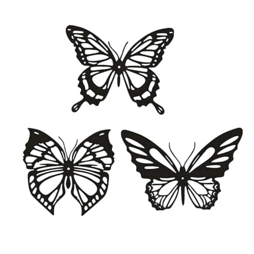 Image of Ieron 3pcs Metal Butterfly Wall Decor - Wall Hanging Decor - Black Butterfly Decoration - For Home, Bathroom, Garden & Courtyard