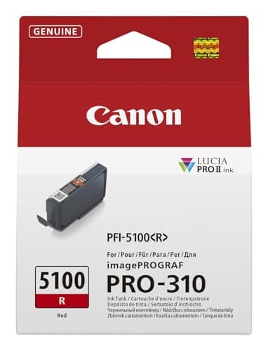 Image of Canon PFI-5100R Genuine Printer Ink Cartridge - High Performance & Fade Resistant Ink (1 x Red Cartridge) - Compatible with imagePROGRAF PRO-310