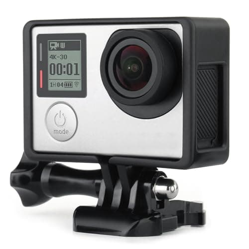 Image of SOONSUN Frame Mount Housing Case with Basic Buckle and Long Thumb Bolt Screw for GoPro Hero 3 3+ 4 Camera and All Slots Fully Accessible-Black