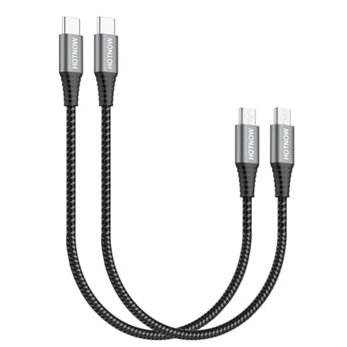 Image of HOTNOW USB C to Micro USB OTG Cable 30cm 2 pack, Short 0.3m Braided USB-C to Micro USB Charging Cable Support Charge & Data Transfer