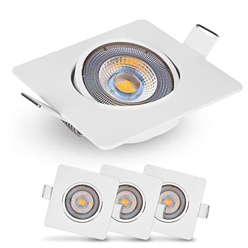 Image of EMOS Square LED Spot Lights Ceiling 5W / 450lm / 3000k Warm White | downlights for Ceiling, Mains Powered, Ultra Slim, Adjustable Tilt | Pack of 3 recessed LED spotlights Ceiling Lights White
