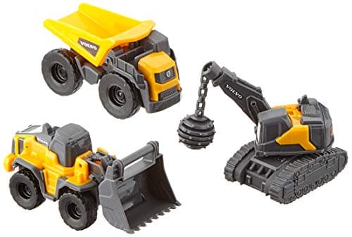 Image of Dickie Toys Volvo Micro Builders Set of 3 Toy Set Construction Site Excavator Set of 3 Construction Vehicles 2 Different Designs Random Selection Construction Vehicles Children Construction Site