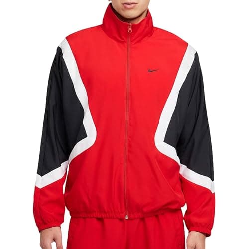Image of Nike Men's Dri-Fit Woven Icon Strtfv Basketball Jacket, Red/Black/White, S