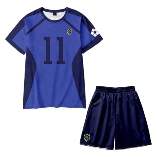Image of Xinchangda Rin Itoshi T-Shirt Shorts Set Isagi Yoichi Tracksuits Chigiri Hyoma T-Shirt Anime Bachira Meguru Tee Shirt Seishiro Nagi Pyjamas, Men Blue Jerseys T-Shirts Sommer Sports T-Shirts Shorts