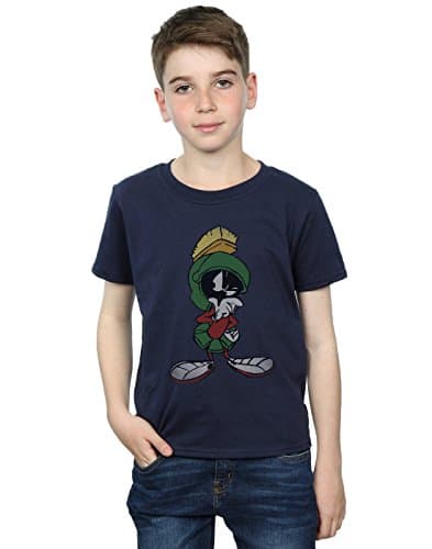 Image of LOONEY TUNES Boys Marvin The Martian Pose T-Shirt 7-8 Years Navy Blue