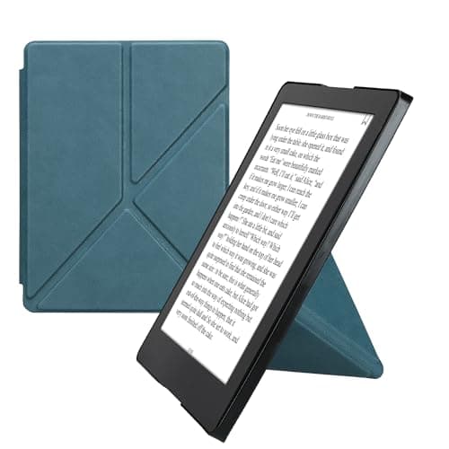 Image of kwmobile Origami Cover for Kobo Aura H2O Edition 2 Case - Slim PU Leather eReader Cover with Stand and auto sleep funktion - Petrol
