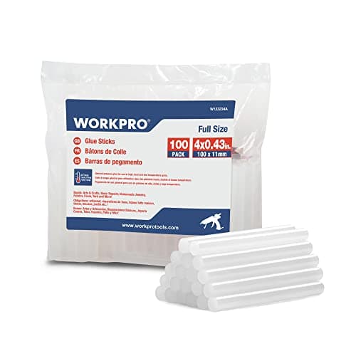 Image of WORKPRO Glue Sticks for Glue Gun 11 mm x 100 mm, 100 Pack Hot Glue Sticks for DIY Hobbycraft General Repairs, Home Decoration, and Gluing Projects