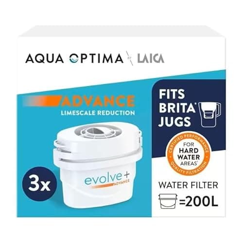Image of Aqua Optima Evolve+ Hard Water Limescale Filter Cartridges 3 Pack - Fits Brita Jugs & Alternative for Maxtra Filters* - Reduces Limescale, Chlorine & Other Impurities - by LAICA (Packaging May Vary)