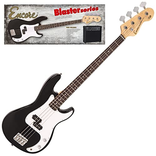 Image of Encore Blaster E40 Bass Guitar Pack – Gloss Black | Includes Guitar, Bag, Strap, Tuner, Amp and Accessories | Lightweight Solid Paulownia Body |Online Lessons Included | Perfect Beginner Bass Guitar