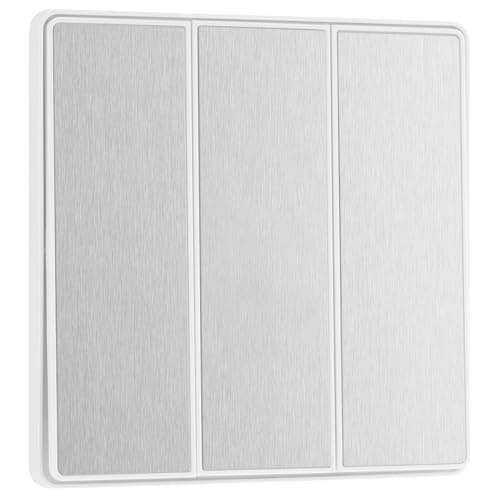 Image of BG Electrical Triple Wall Light Switch, 2-Way, Edge-to-Edge Rockers, Screwless Appearance, Round Edges, Evolve, Brushed Steel, 20A, 16AX, PCDBS43EW