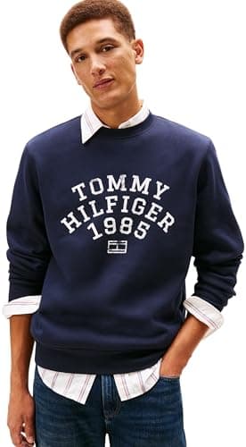 Image of Tommy Hilfiger Men HILFIGER ARCH SWEATSHIRT MW0MW41426 Pullover Sweatshirt, BLUE, L