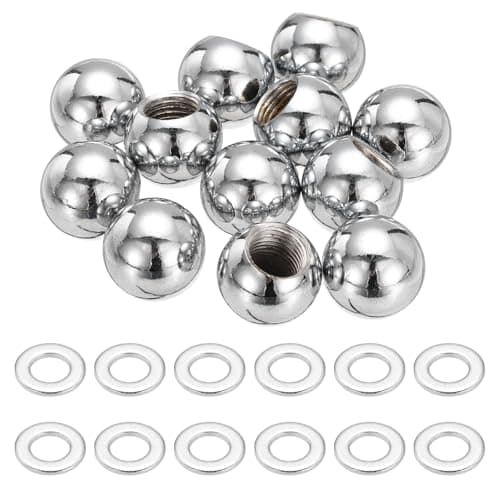 Image of sourcing map 12Pcs M10 x 18mm Threaded Ball Knobs, Carbon Steel Thread Cap Nuts Knob Ball Nuts Knob Caps Nut Cover Screw Caps Balls Lamp Decoration for Lighting DIY Project, Silver