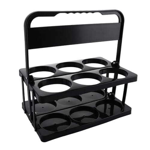 Image of ASelected Milk Bottle Holder Foldable Plastic Drink Carrier, 6 Holes Reusable Beer Bottle Carrier, Wine Bottle Carrier With Handle, (Black)