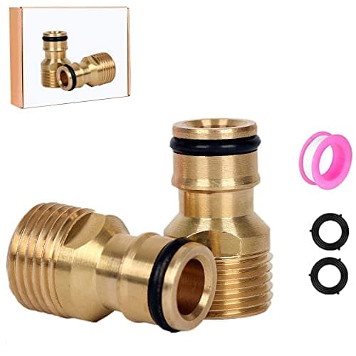 Image of CZSYZCZS 2 Pack Garden Hose Connector Shower Hose, 1/2 inch Brass Male Threaded Tap Adapter, Pipe, 1/2'' BSP Watering Fittings(Brass Thread)